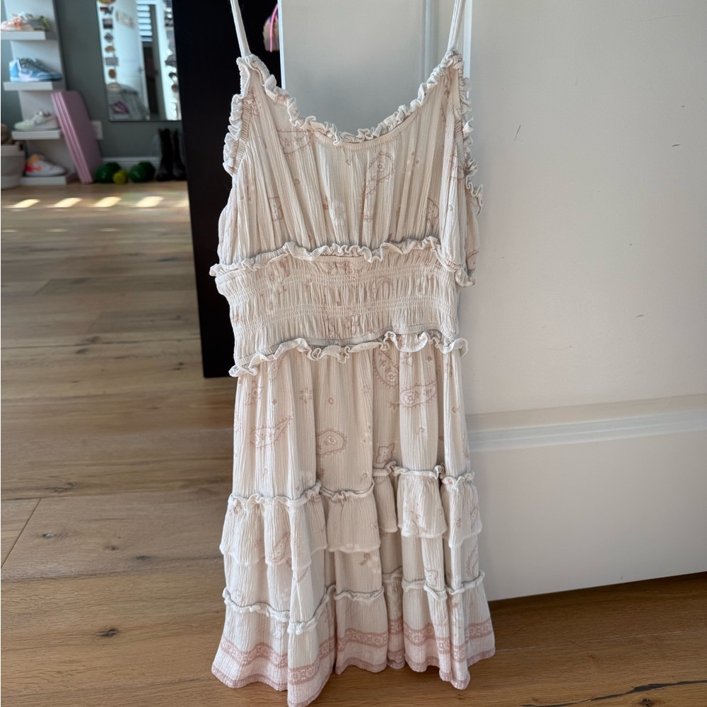 Ocean Drive White and Pink Ruffled Dress